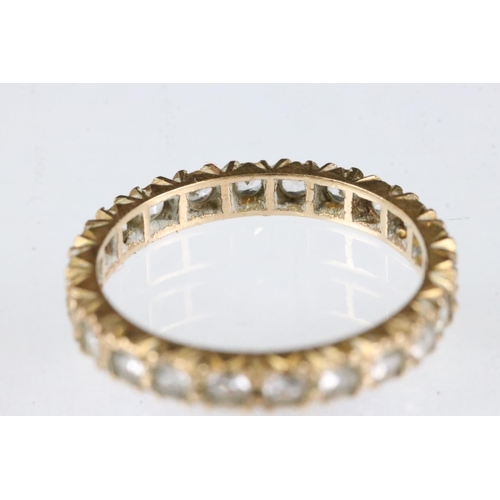 167 - Paste 9ct gold eternity ring; a 9ct gold ring, stones missing; a blue enamelled bird heart shaped pe... 