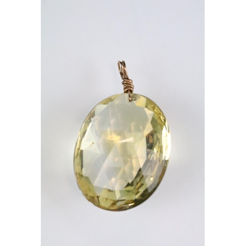 34 - Early 20th century large citrine pendant, oval briolette-cut citrine, dimensions approx 4 x 3 x 2cm,... 