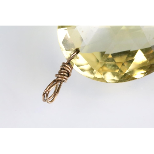 34 - Early 20th century large citrine pendant, oval briolette-cut citrine, dimensions approx 4 x 3 x 2cm,... 