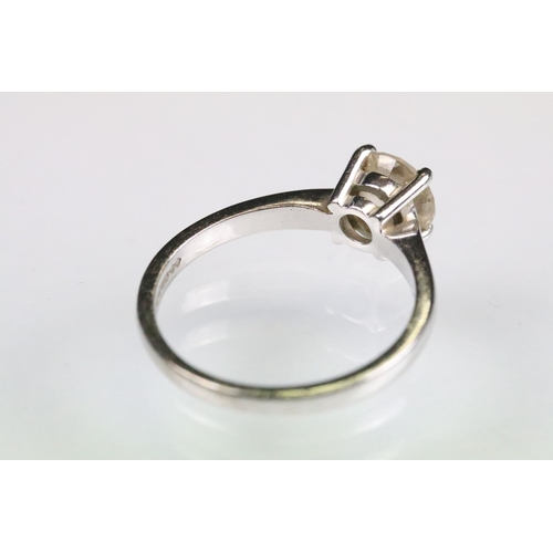 35 - Diamond solitaire 18ct white gold ring, the round brilliant cut diamond weighing approx 1.35 carat, ... 