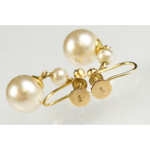 119 - Three pairs of simulated pearl 9ct gold screw back earrings to include simulated, together with a st... 