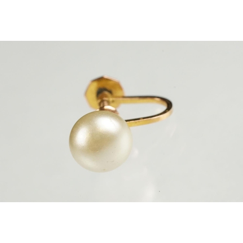 119 - Three pairs of simulated pearl 9ct gold screw back earrings to include simulated, together with a st... 