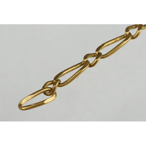 135 - 9ct gold cross pendant, a yellow metal ring (af) and a part broken chain stamped 750, the clasp stam... 