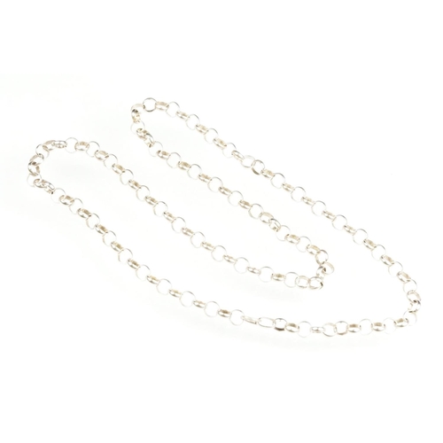 140 - Silver trombone link watch chain, each link hallmarked, silver dog clip, length approx 35cm; white m... 