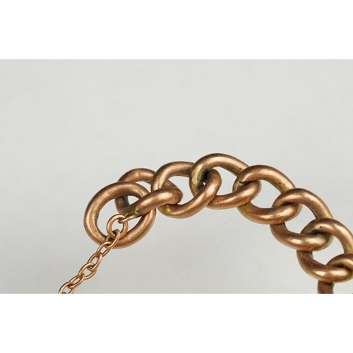 70 - 9ct rose gold curb link bracelet, each link hallmarked, with padlock clasp, hallmarked