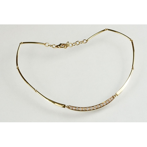 74 - John Watling diamond 18ct yellow gold necklace, fourteen graduated round brilliant cut diamonds, the... 