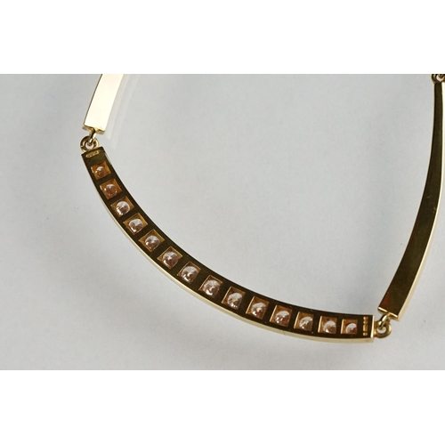 74 - John Watling diamond 18ct yellow gold necklace, fourteen graduated round brilliant cut diamonds, the... 