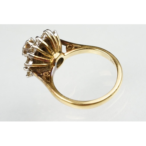 85 - Diamond 18ct yellow gold cluster ring, round brilliant cut diamond to centre weighing approx 0.05 ca... 