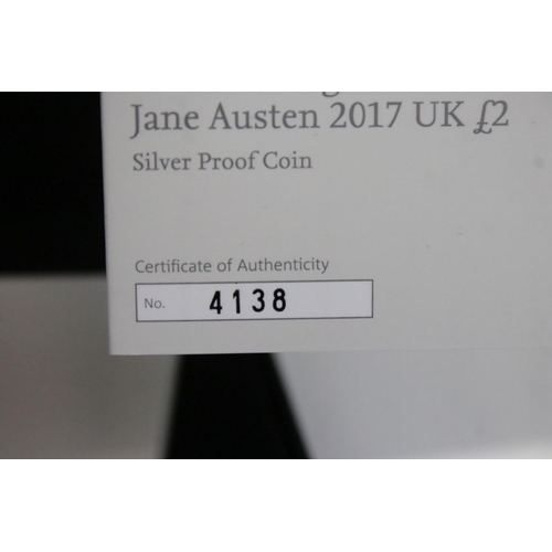 210 - A collection of two silver proof coin sets to include the Royal Mint 2017 silver proof £2 coin, the ... 