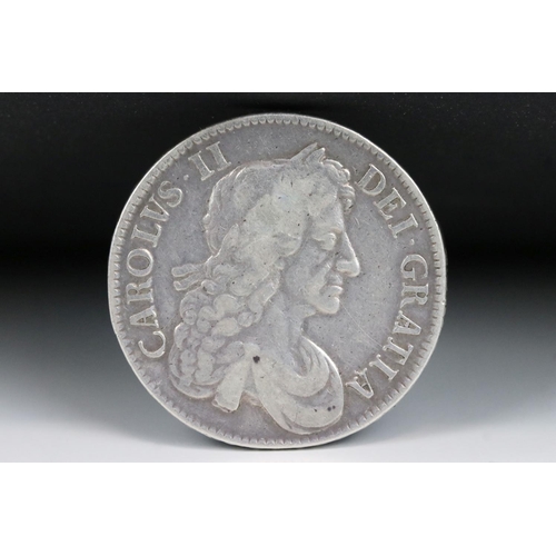 221 - A British King Charles II early milled 1679 silver full crown coin.