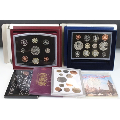 116 - A collection of five Royal Mint uncirculated coin year sets to include 1982, 1971, 1970, 2002 & 2005... 