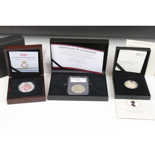 210 - A collection of two silver proof coin sets to include the Royal Mint 2017 silver proof £2 coin, the ... 