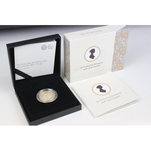 210 - A collection of two silver proof coin sets to include the Royal Mint 2017 silver proof £2 coin, the ... 