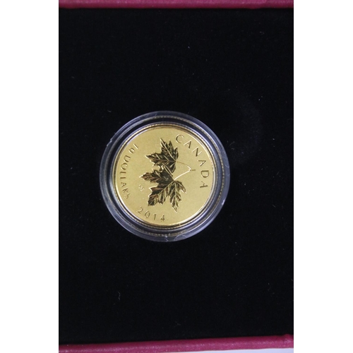 188 - A Canada 24ct gold proof 2014 Gillick Effigy maple leaf coin, encapsulated within fitted display cas... 