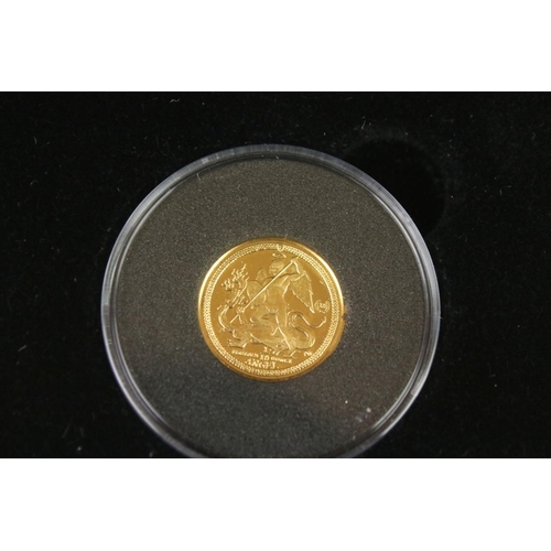 189 - A Queen Elizabeth II 2014 fine gold 1/10 oz Angel coin, encapsulated and within fitted display case.