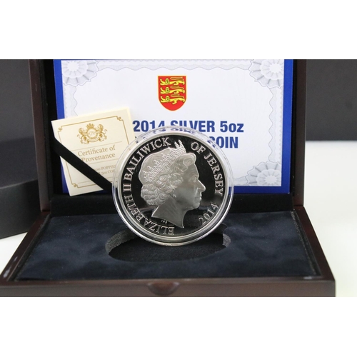 191 - A Queen Elizabeth II 2014 The 100 Poppies silver 5oz coin, encapsulated within fitted display case a... 