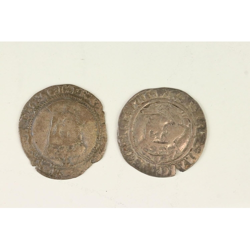 197 - Two British King Henry VIII hammered silver coins.