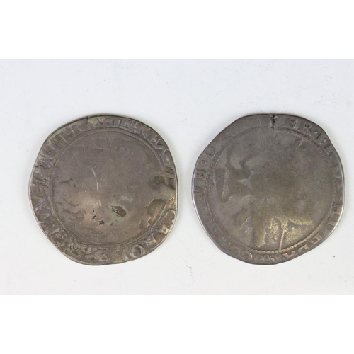 198 - Two British King Charles I silver half crown coins.