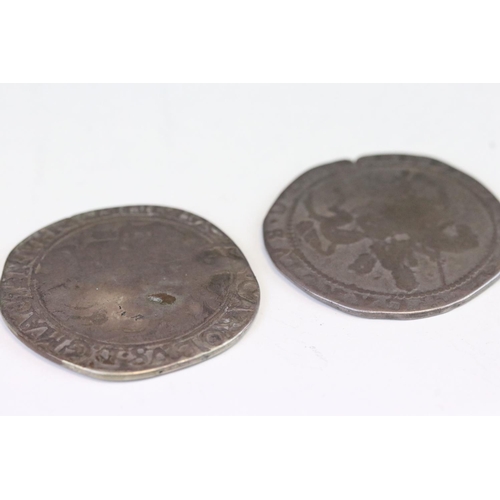 198 - Two British King Charles I silver half crown coins.