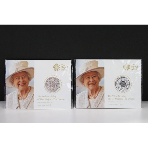 206 - Two Royal Mint Queen Elizabeth II 90th Birthday commemorative fine silver £20 sealed coin packs.