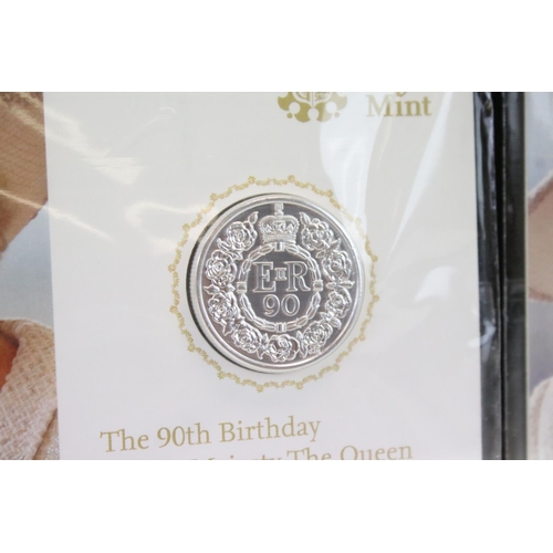 206 - Two Royal Mint Queen Elizabeth II 90th Birthday commemorative fine silver £20 sealed coin packs.