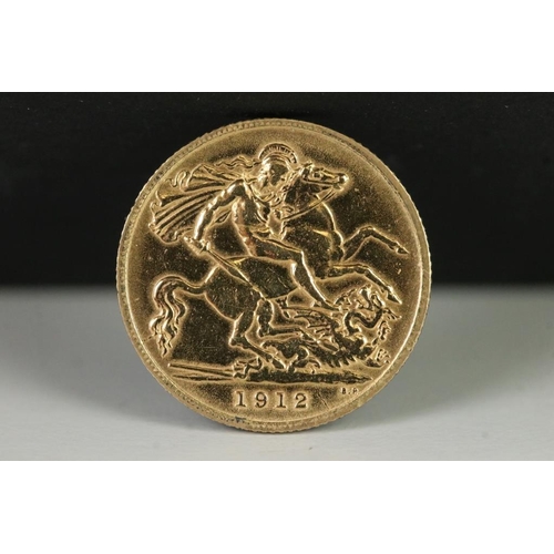 102 - A British King George V 1912 gold half sovereign coin.