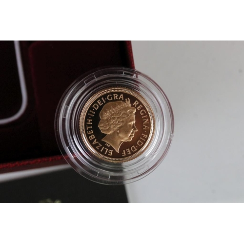 111 - A British Queen Elizabeth II 2001 United Kingdom gold proof half sovereign coin, complete with COA, ... 