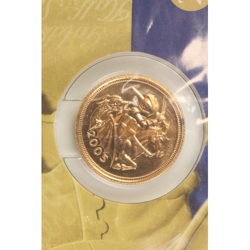 112 - A British Queen Elizabeth II 2005 United Kingdom uncirculated gold half sovereign coin.