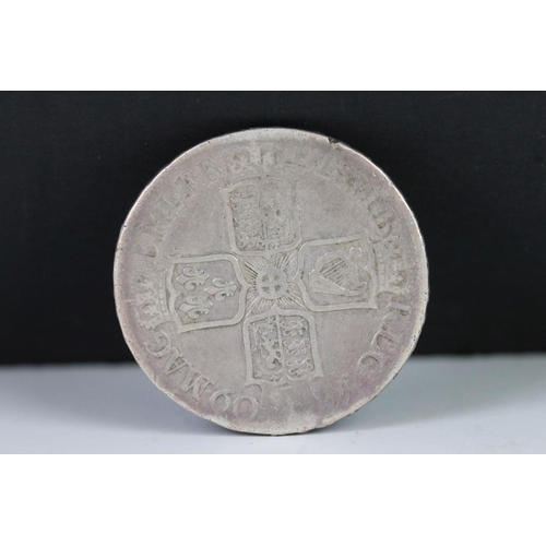 30 - A British Early Milled Queen Anne 1709 Silver Half Crown Coin.