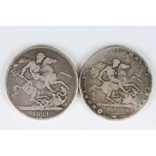 34 - Two British Silver Full Crown Coins To Include A King George III 1820 Example Together With A King G... 