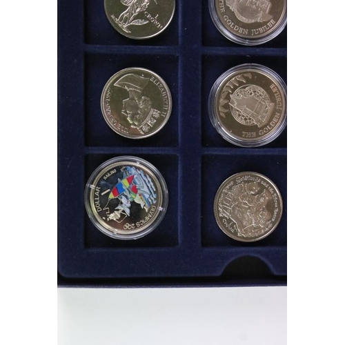 89 - A collection of commemorative coins to include the Solomon Islands, Gibraltar and Isle of Man exampl... 