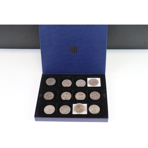 93 - A collection of twelve British Commemorative Crown and £5 coins within a fitted box