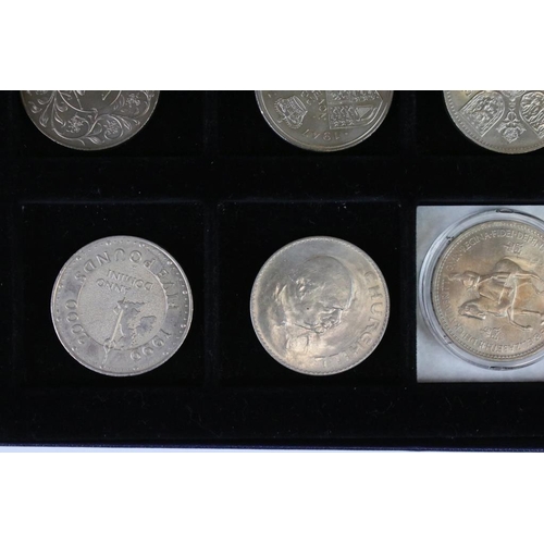 93 - A collection of twelve British Commemorative Crown and £5 coins within a fitted box