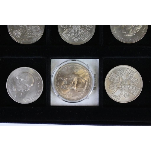 93 - A collection of twelve British Commemorative Crown and £5 coins within a fitted box