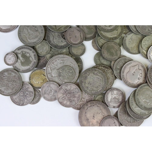 129 - A large collection of British pre decimal, pre 1920 and pre 1947 silver coins to include Crowns, hal... 