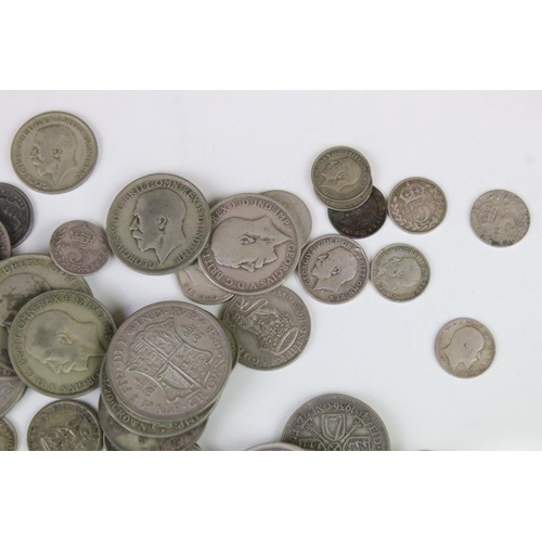 129 - A large collection of British pre decimal, pre 1920 and pre 1947 silver coins to include Crowns, hal... 