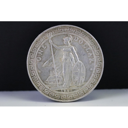 179 - A British 1907 silver One Trade Dollar Coin.