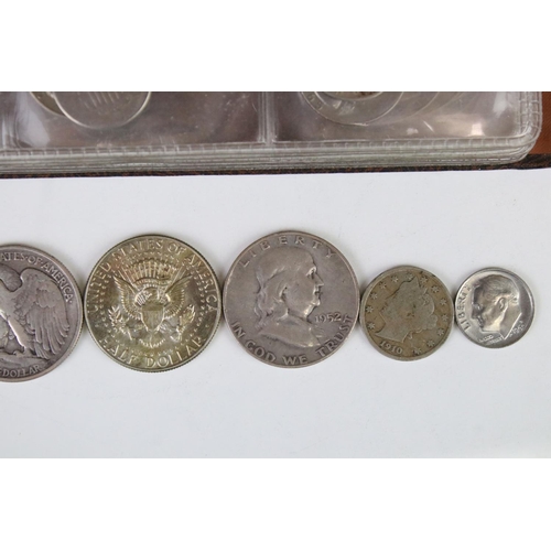 183 - A collection of United States of America coins contained within an album to include many silver and ... 