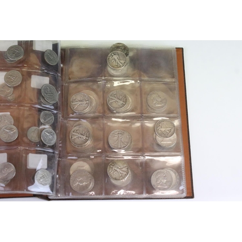 183 - A collection of United States of America coins contained within an album to include many silver and ... 