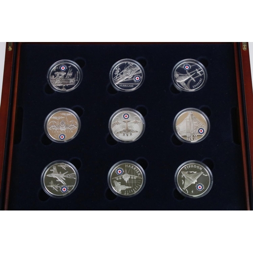 22 - A Royal Mint The History Of The RAF Silver Proof Crown Collection, Eighteen Coins Encapsulated Withi... 