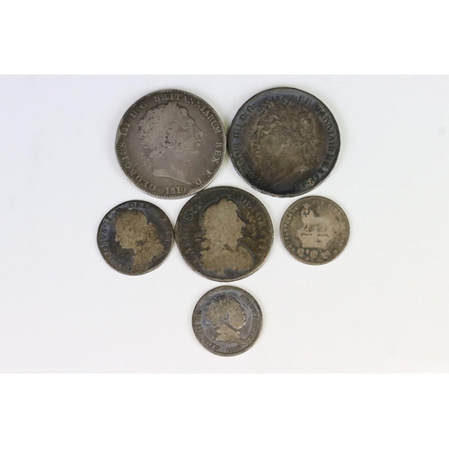 5 - A Small Collection Of British Early Milled Silver Coins To Include King George III, King George IIII... 