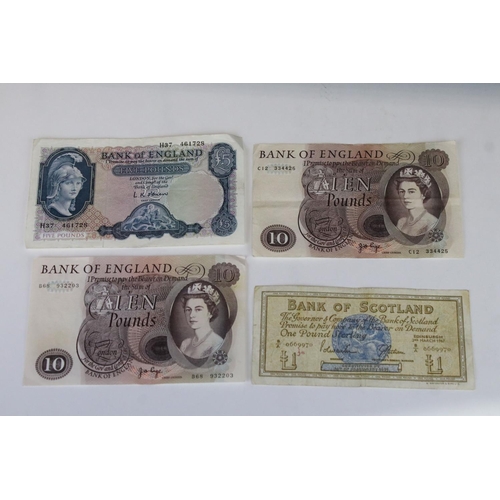 50 - A Collection Of Eighteen British Banknotes To Include English And Scottish Examples Including One Po... 