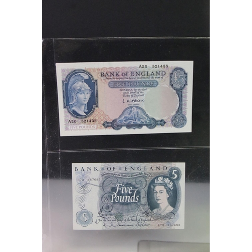 52 - A Collection Of Eight British Bank Of England Five Pound / £5 Banknotes, All Appear To Be In Uncircu... 