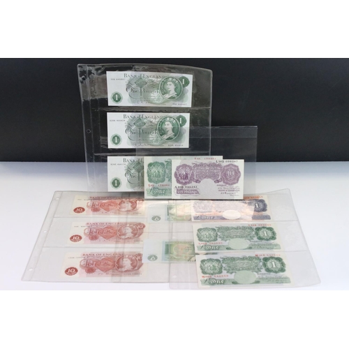 54 - A Collection Of Thirteen Circulated And Uncirculated British Bank Of England Banknotes To Include On... 