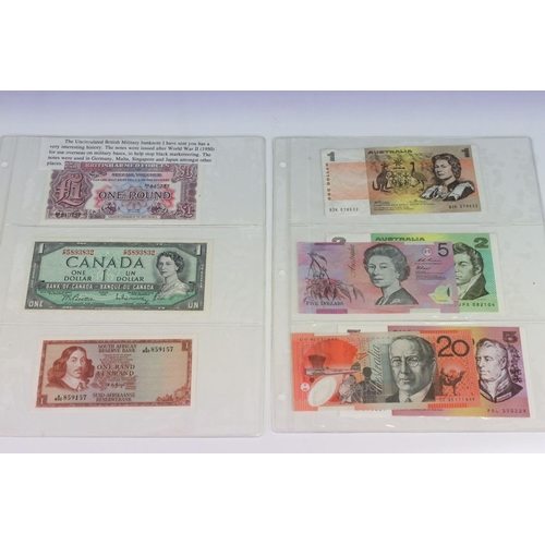 56 - A Collection Of Circulated And Uncirculated World Banknotes To Include Russia, Hong Kong, Malaysia, ... 