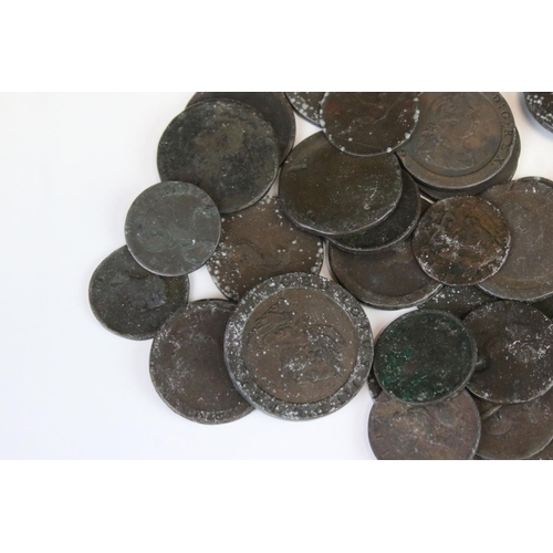 58 - A Collection Of Mainly King George III Copper Coins T Include Cartwheel Pennies, Cartwheel Twopence ... 