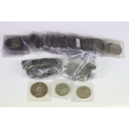 63 - A Collection Of British Pre Decimal & World Silver Coins To Include A Victorian Full Crown Coin, Hal... 