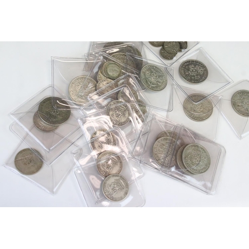 63 - A Collection Of British Pre Decimal & World Silver Coins To Include A Victorian Full Crown Coin, Hal... 