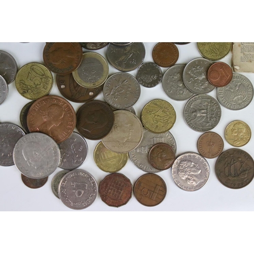 65 - A Small Collection Of British And World Coins Together With A United States Banknote.