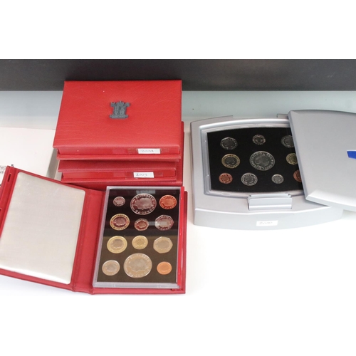 71 - A Collection Of Six Royal Mint Proof Coin Year Sets To Include 2000, 2001, 2002, 2003, 2004 And 2005